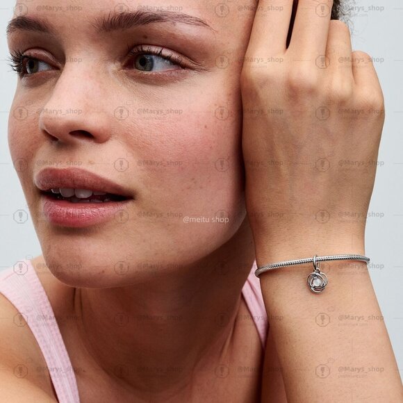 Pandora White Eternity Circle Dangle Charm - Picture 6 of 6